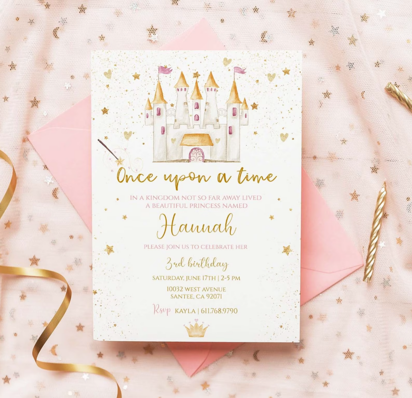 Princess Invitation + Envelopes