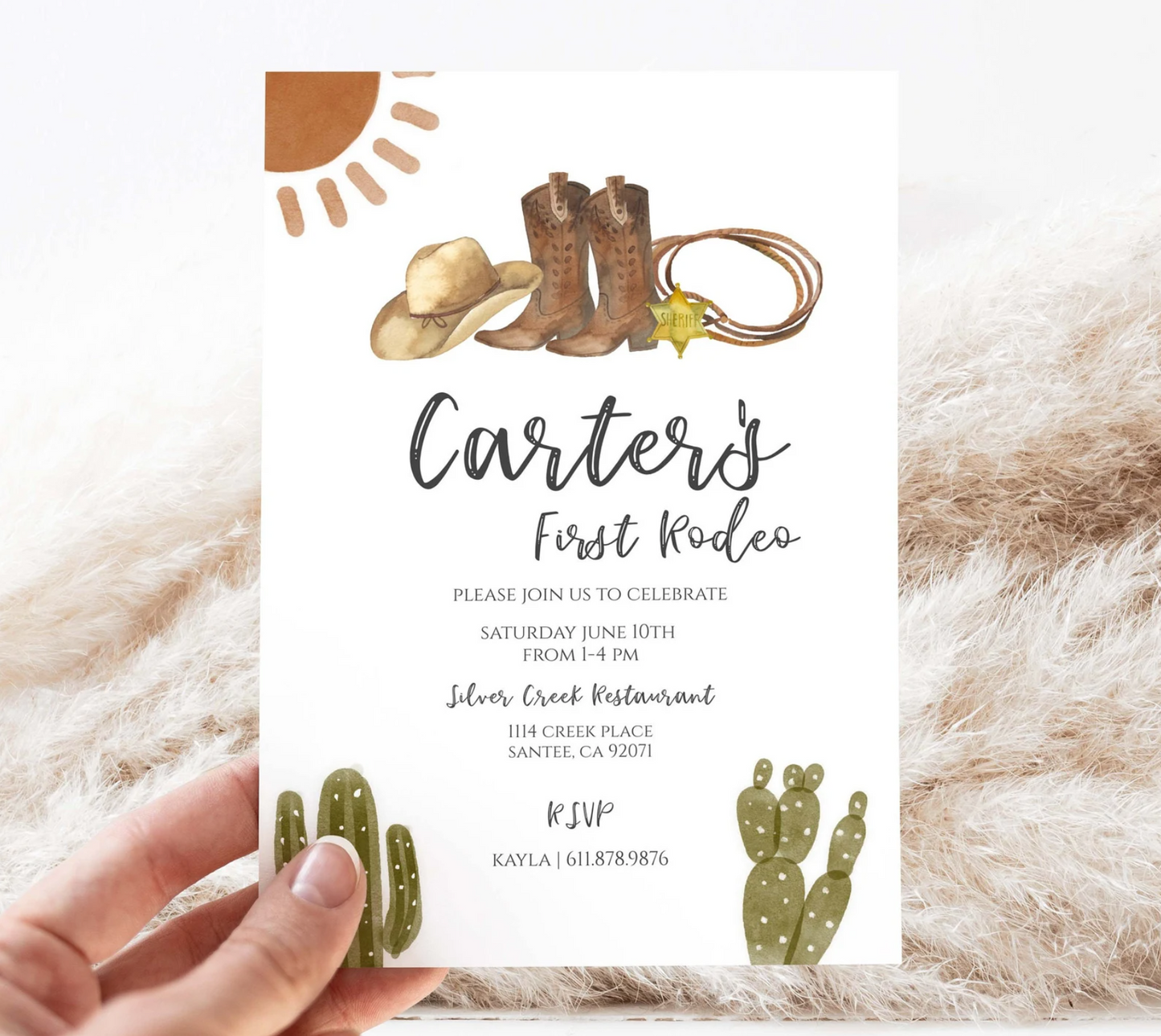Rodeo Birthday Invitation + Envelopes