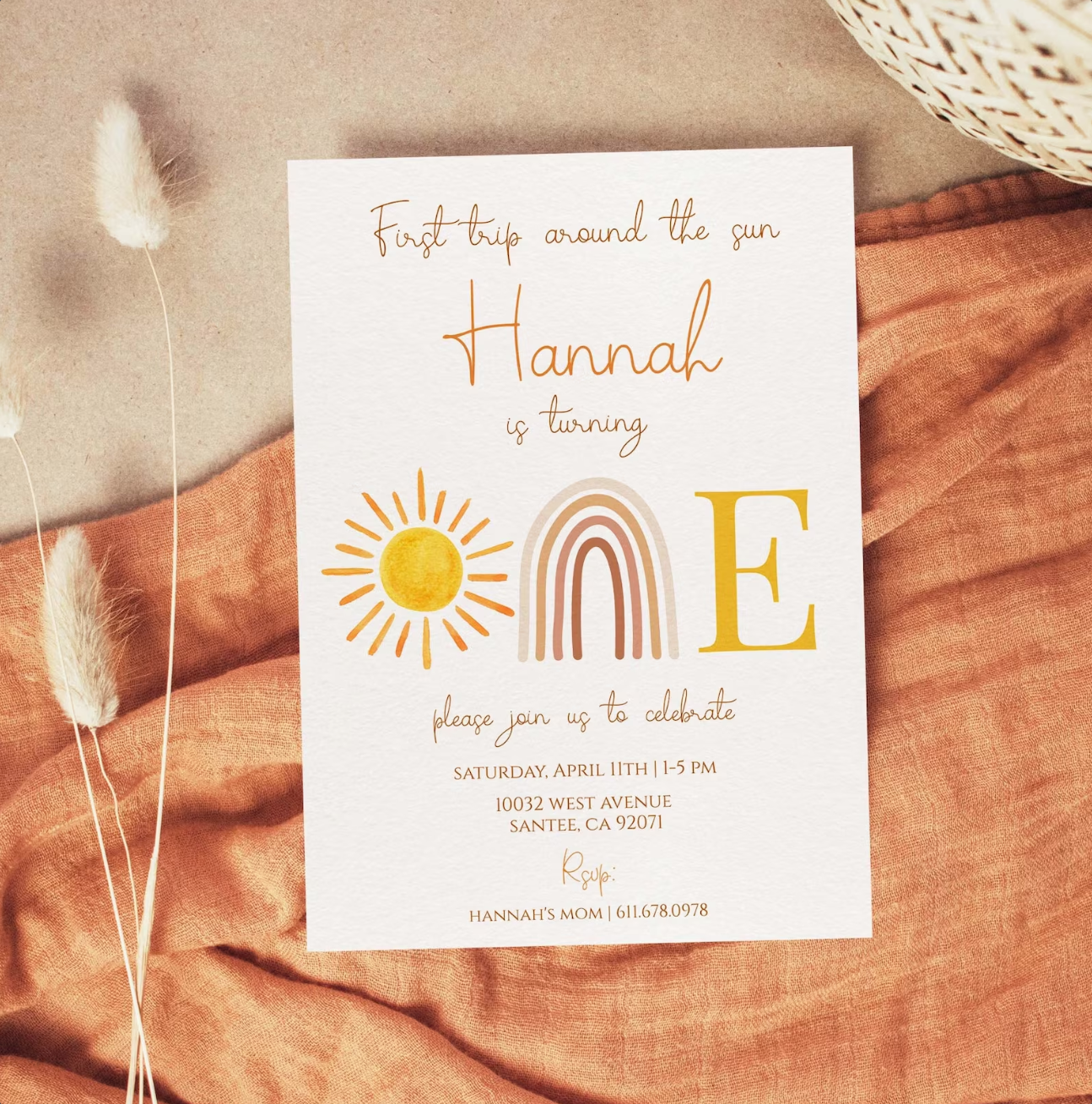 Sunshine Invitation + Envelopes