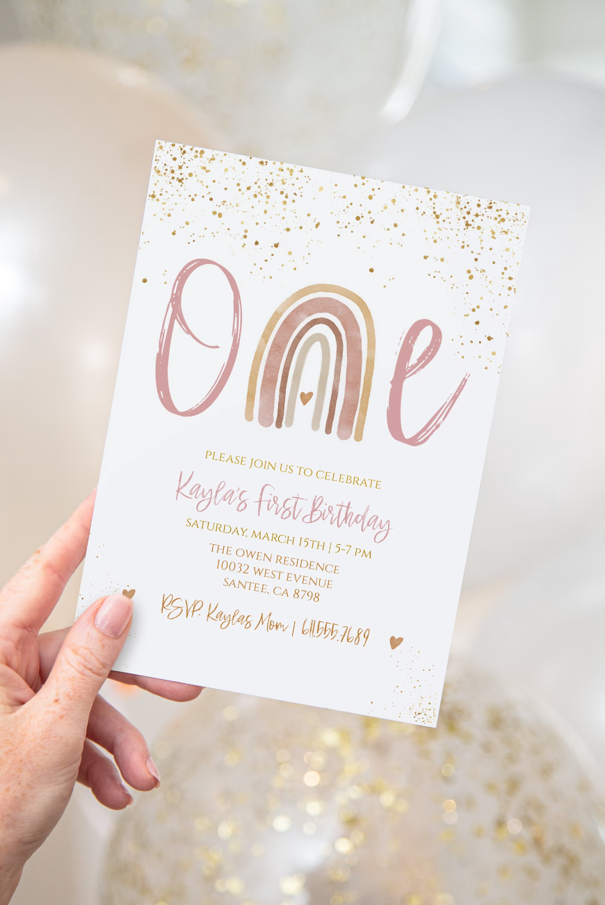 Boho Rainbow Invitation + Envelopes