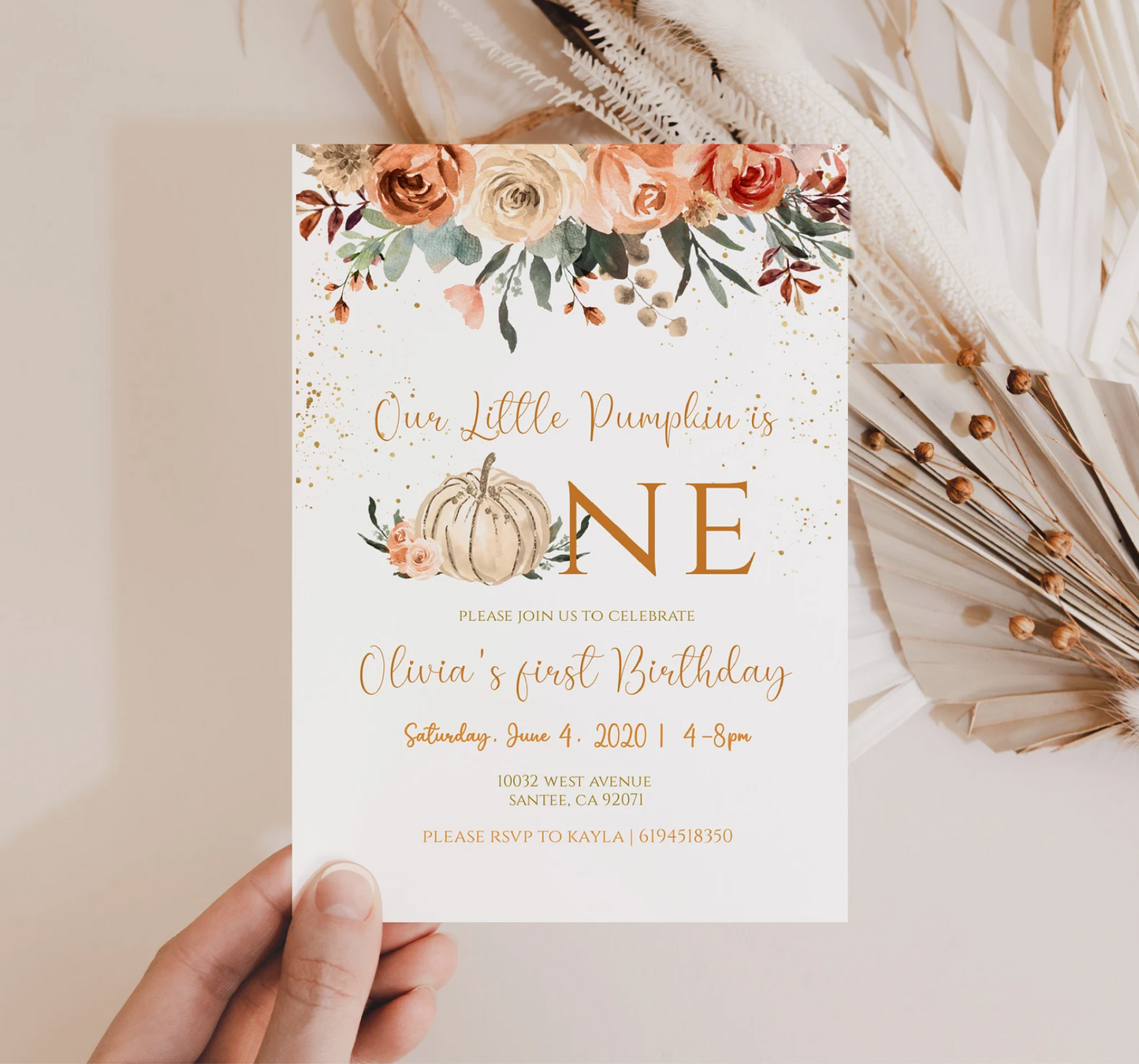 Little Pumpkin Invitation + Envelopes