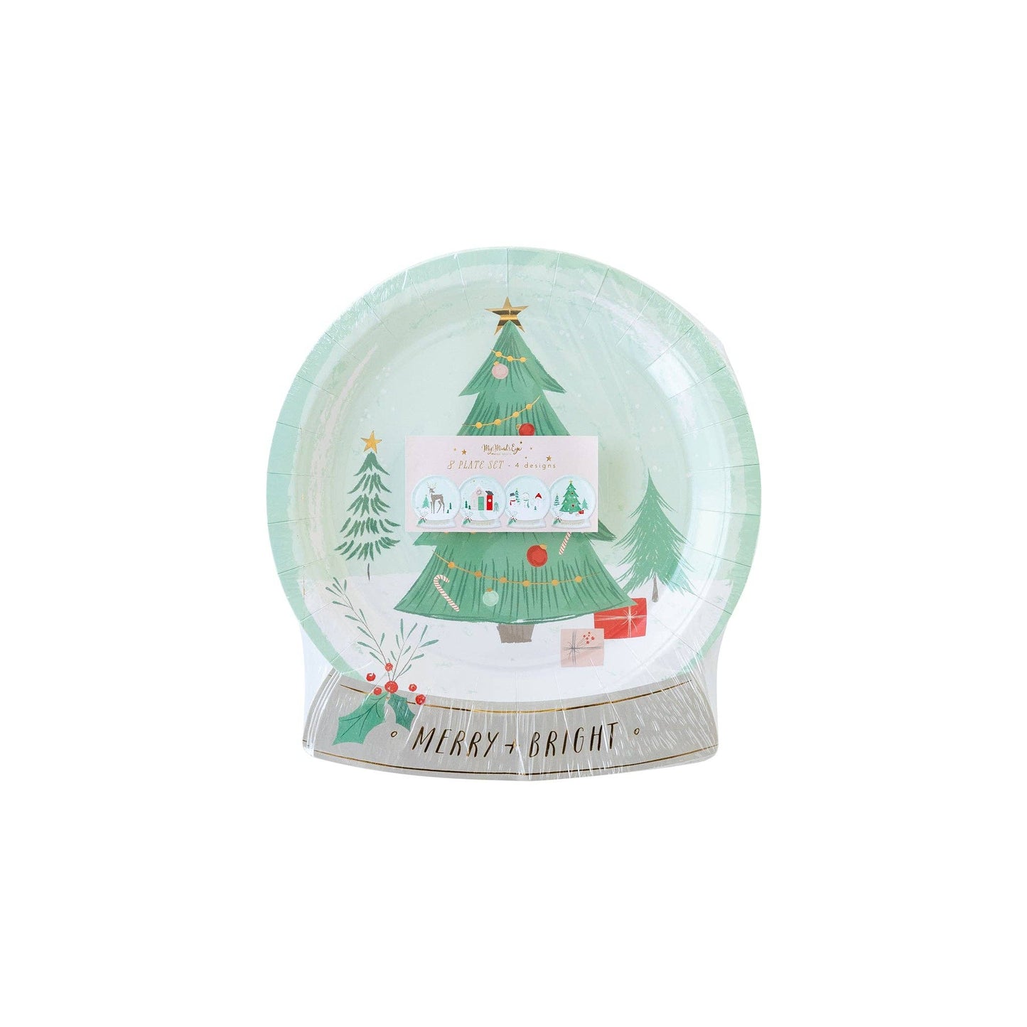 Snow Fun Snow Globe Shaped Plate 8 pack