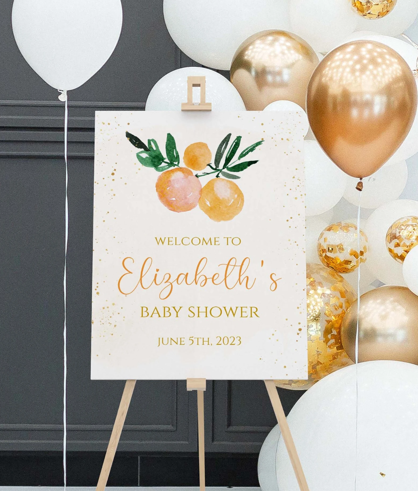 Orange Cutie Baby Shower Sign Foam Board