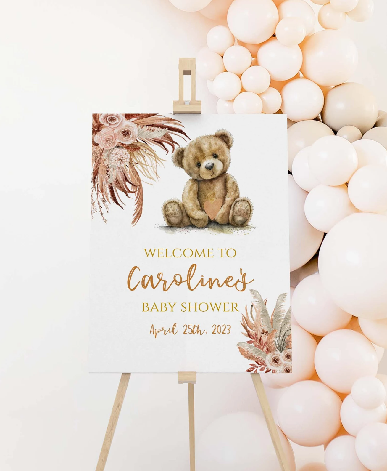 Boho Bear Baby Shower Sign Foam Board