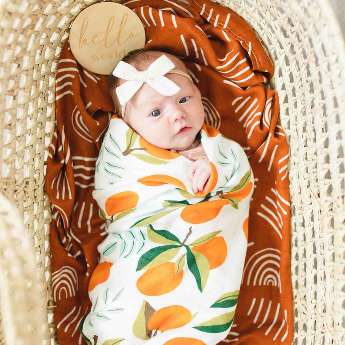 Citrus Orange Bamboo Muslin Swaddle Blanket