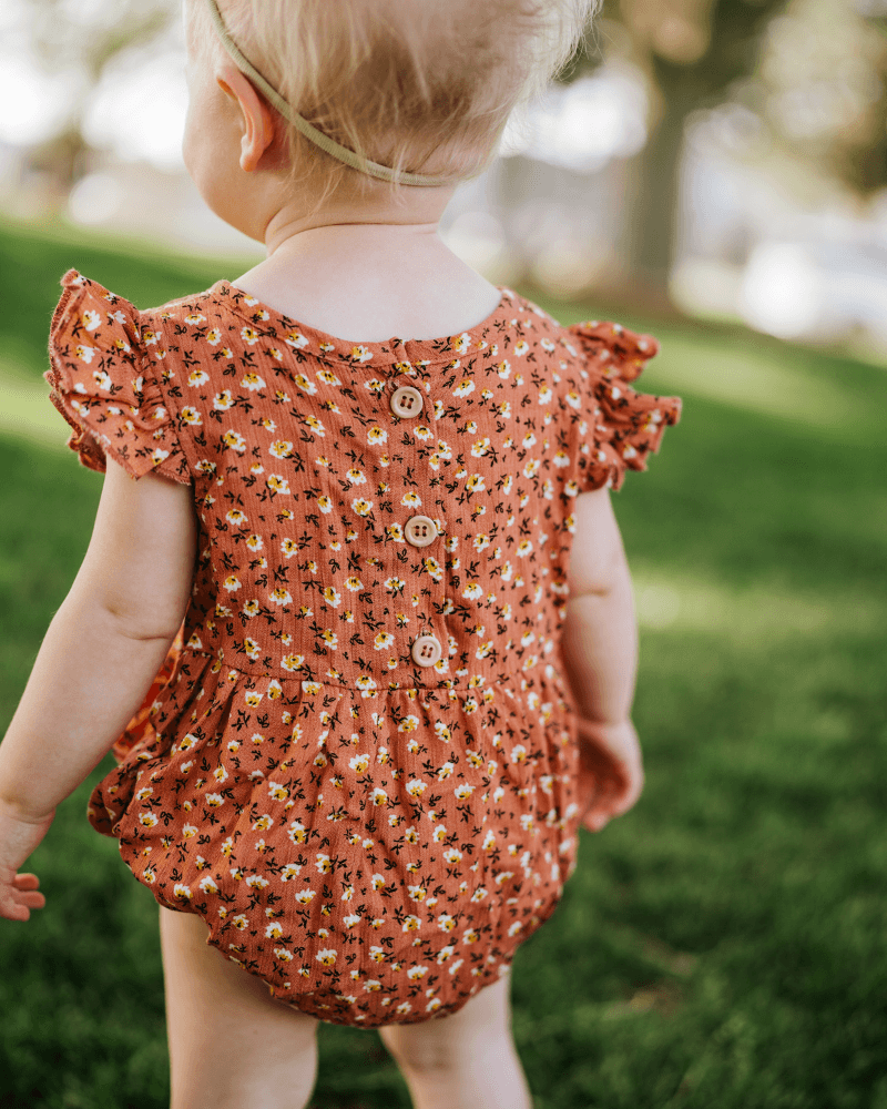 Klein Ruffle Sleeve Bubble Romper - Sunset Floral