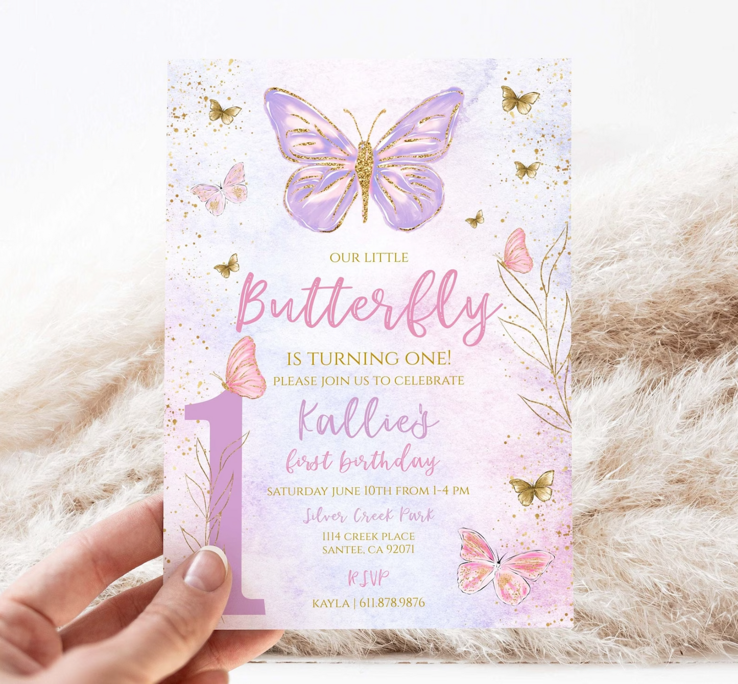 Butterfly Birthday Invitation + Envelopes