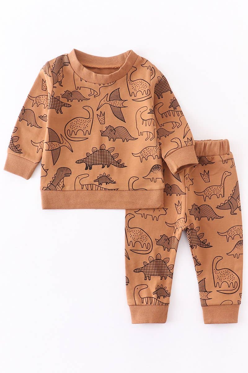 Neutral Dinosaur baby pants set