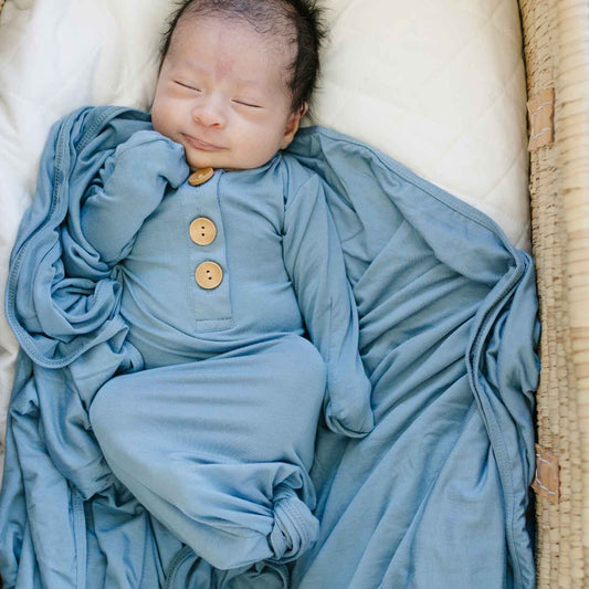 Baby Knot Gown - Dusty Blue