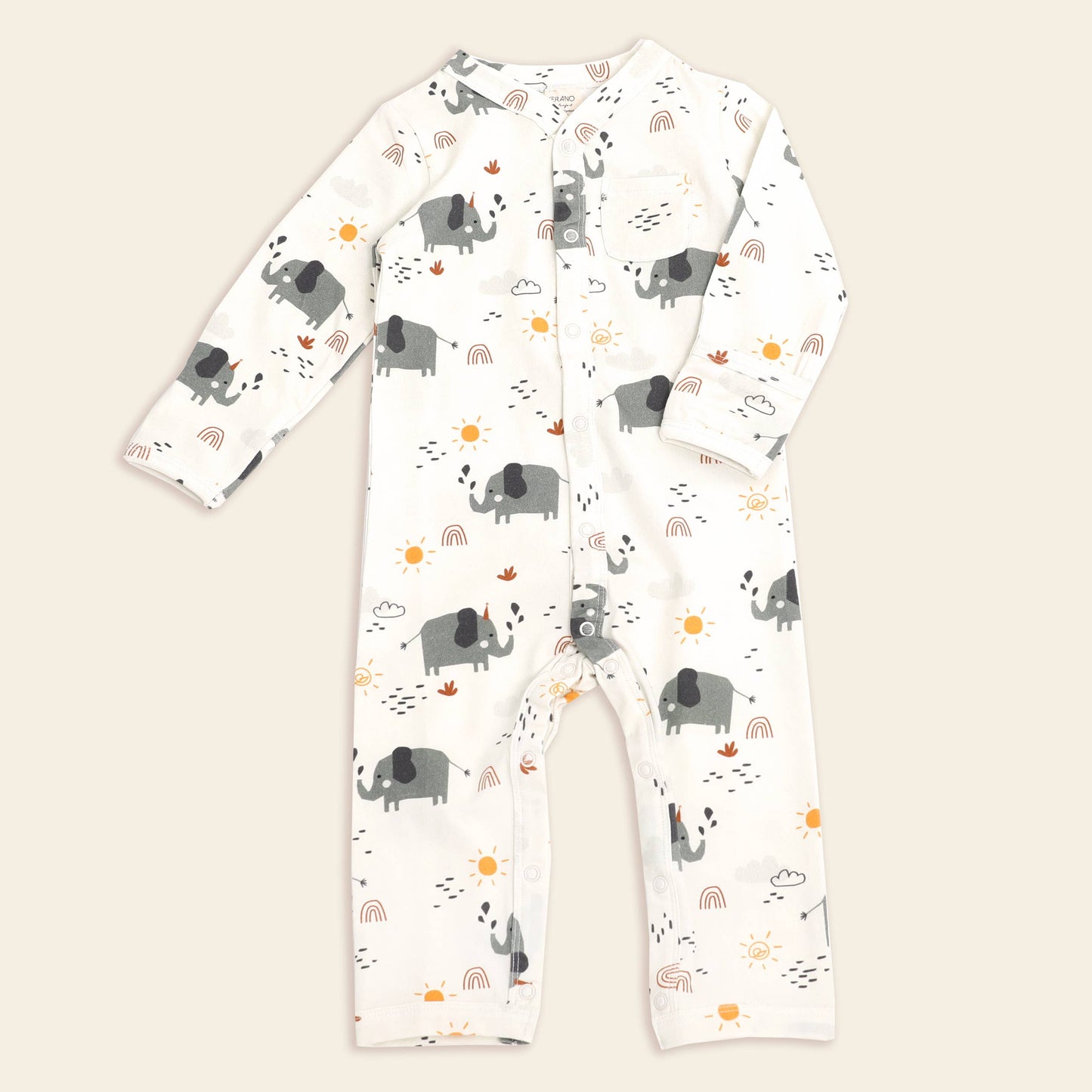 Elephant Coverall Romper (Organic Cotton)