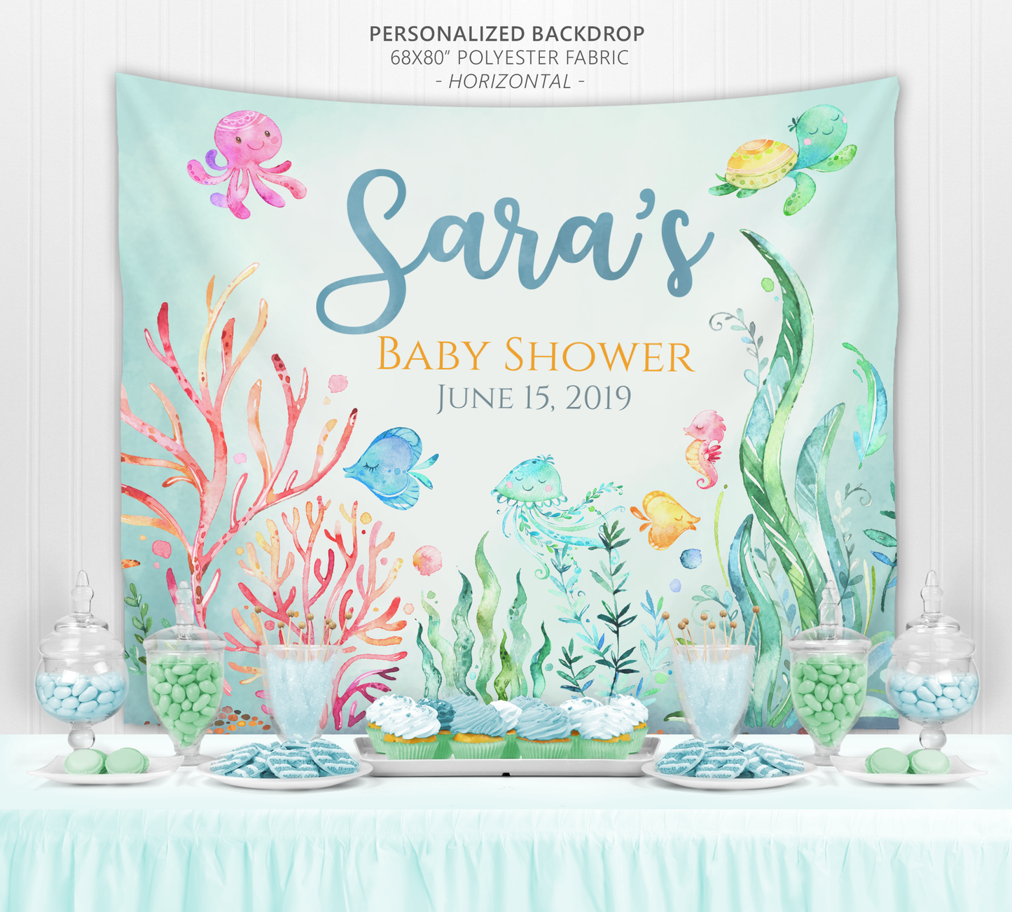 Under the Sea Baby Shower Backdrop - Personalized