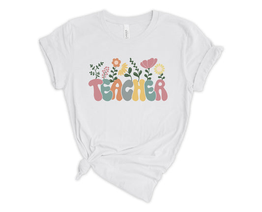 Floral Teacher T-Shirt
